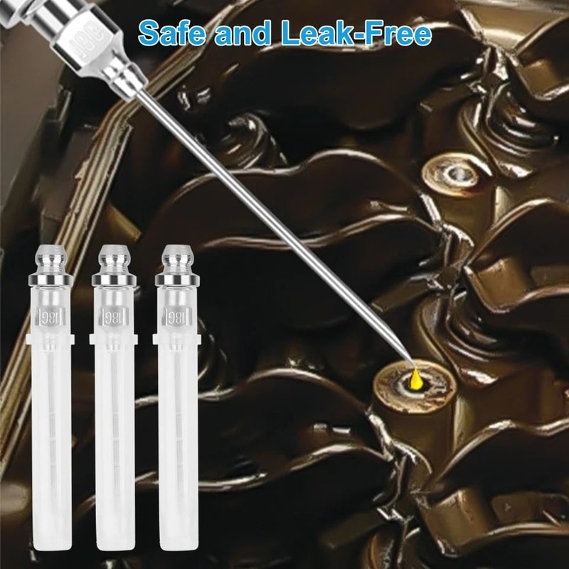 Grease Gun Accessory Kit With Needle Nozzles Rubber Tip Dispenser Adapters For Precision Lubricatio
