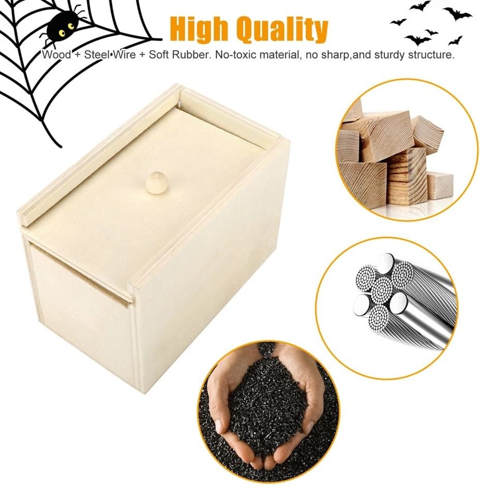 Wooden Spider Scare Box Hidden In Case Trick Prank Gag Toy Funny Play Joke Gift For Party 1