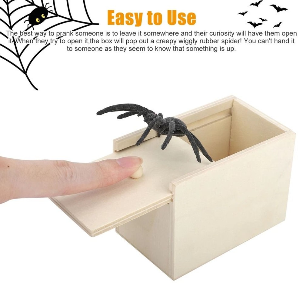 Wooden Spider Scare Box Hidden In Case Trick Prank Gag Toy Funny Play Joke Gift For Party 3