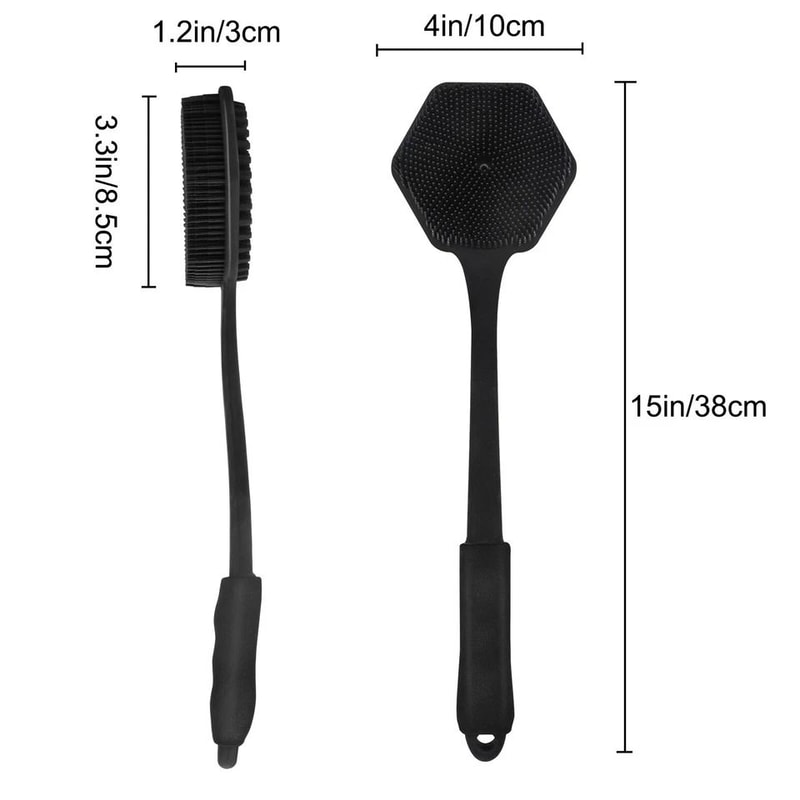DoubleSided Silicone Bath Brush For Body Long Handle Back Scrubber For Shower Exfoliating Massage