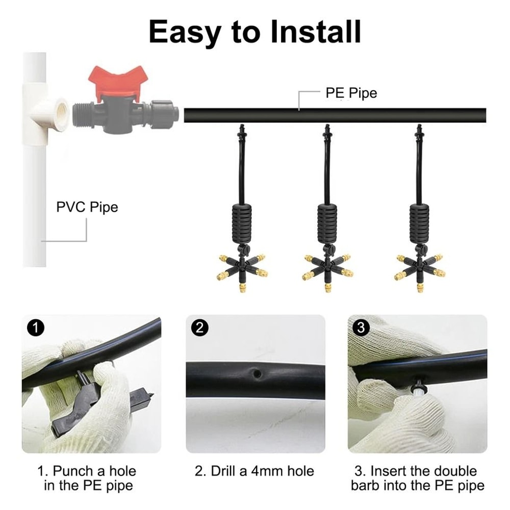 Outdoor Garden Water Misting Nozzles 5Way Cooling System For Patios Greenhouses Outdoor Spaces 2
