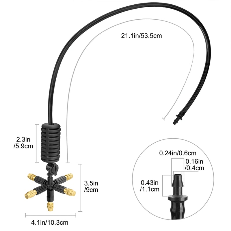 Outdoor Garden Water Misting Nozzles 5Way Cooling System For Patios Greenhouses Outdoor Spaces 3