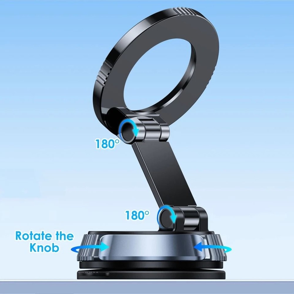 Strong Magnetic Phone Holder Vacuum Suction Cup Foldable Car Mount Compatible With IPhone 3