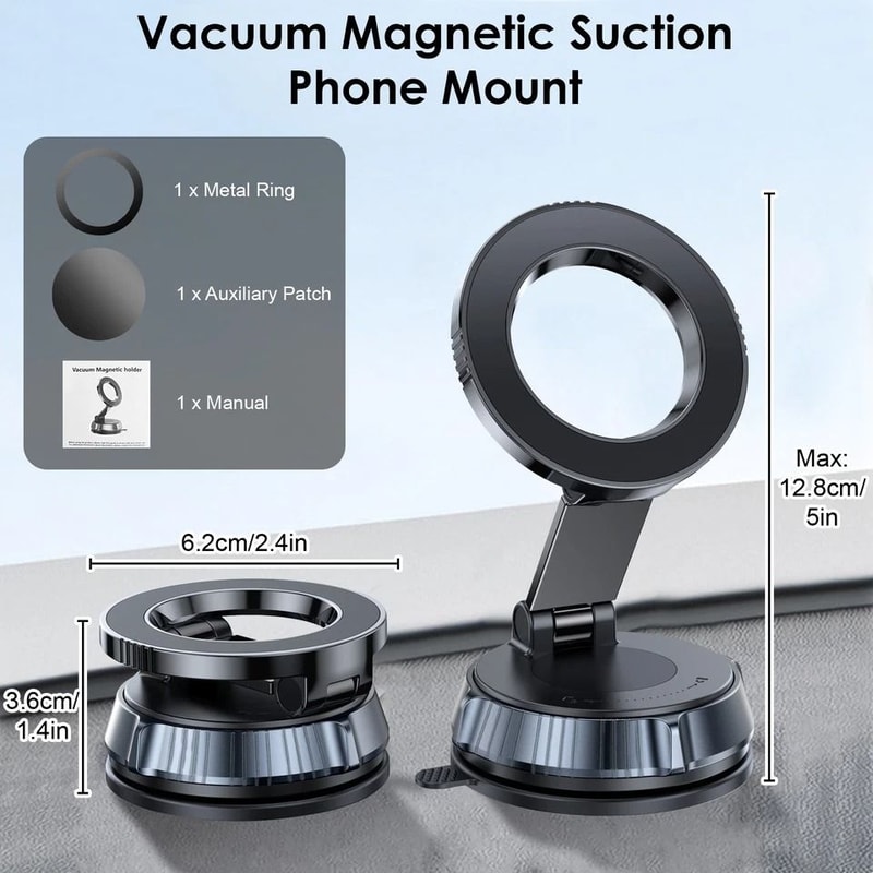 Strong Magnetic Phone Holder Vacuum Suction Cup Foldable Car Mount Compatible With IPhone 6