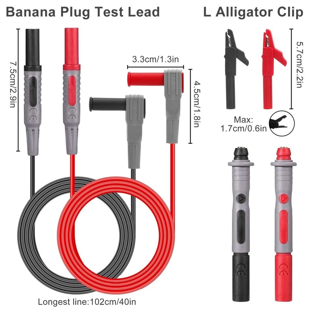 Multimeter Test Lead Kit Alligator Clip Probe Wire Tool For Automotive And Industrial Use 2