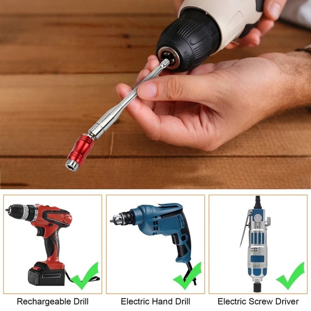 Screwdriver Drill Bit Holder With Magnetic Pivoting Tip Hex Shank Quick Change Extension Rod For Fu