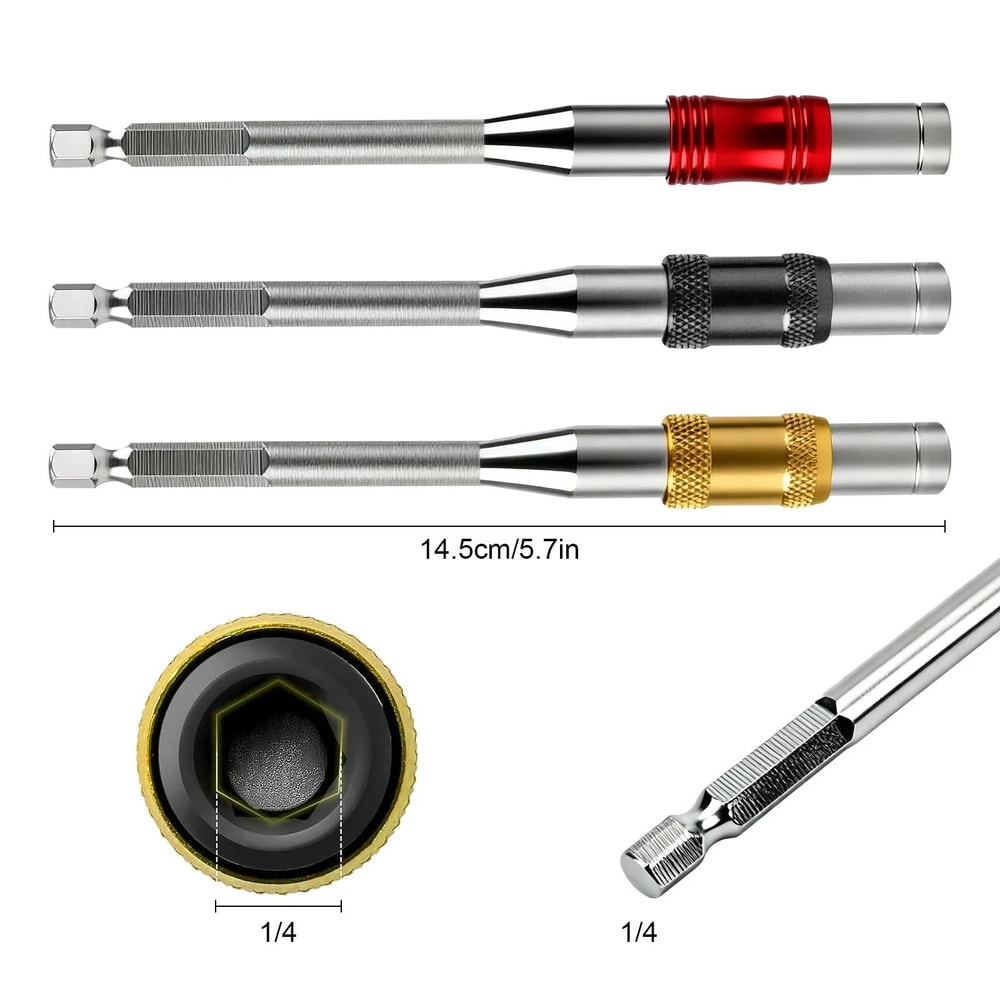 Screwdriver Drill Bit Holder With Magnetic Pivoting Tip Hex Shank Quick Change Extension Rod For Fu