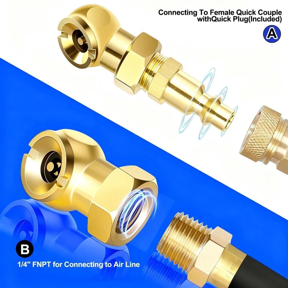 Tire Inflator Nozzle Closed Flow Ball Air Chuck NPT Quick Connect For LeakFree Inflation 2