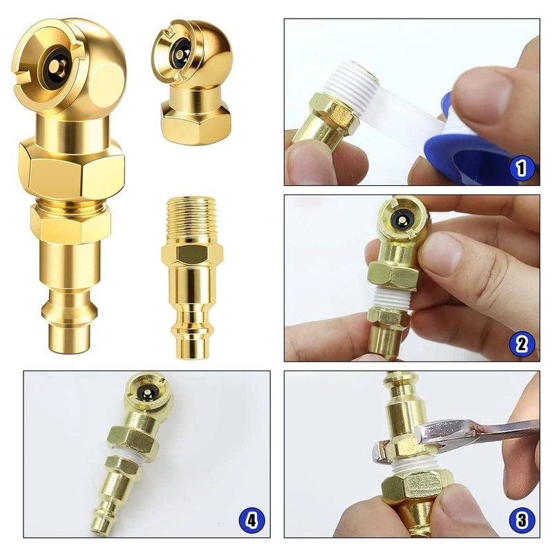 Tire Inflator Nozzle Closed Flow Ball Air Chuck NPT Quick Connect For LeakFree Inflation 4