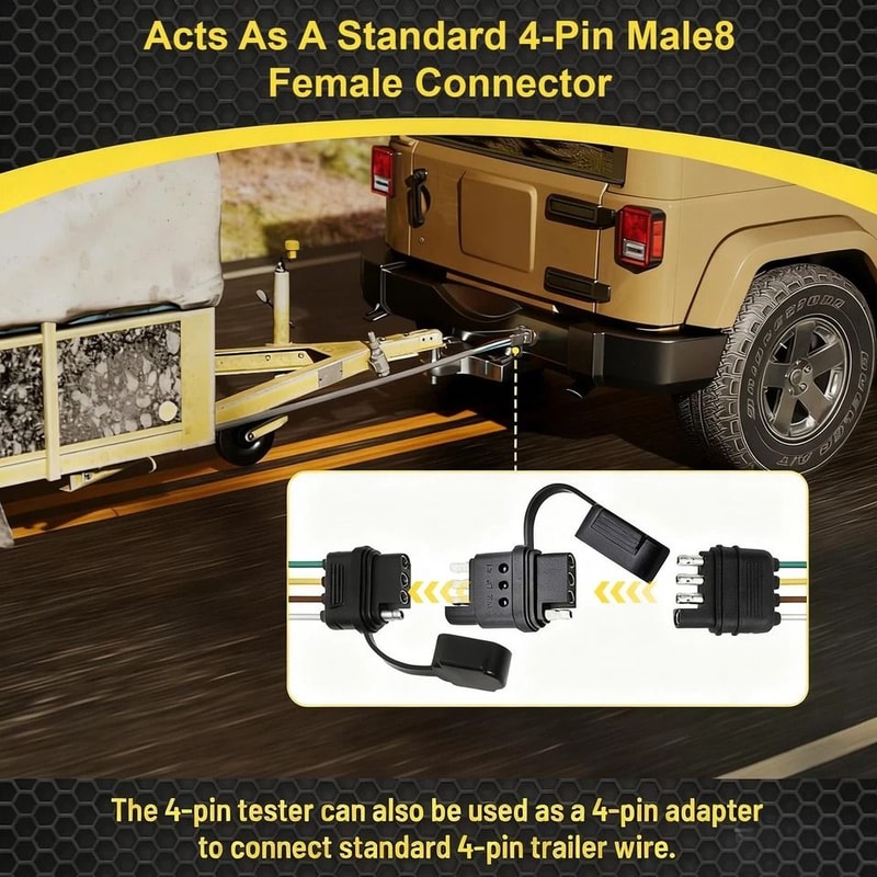 Flat Trailer TesterWiring Continuity Test Tool For Trailer Lights Boat ATV With LED Indicators For 3