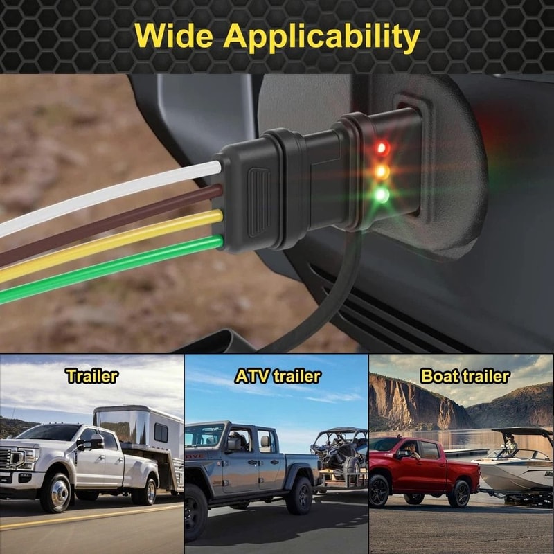 Flat Trailer TesterWiring Continuity Test Tool For Trailer Lights Boat ATV With LED Indicators For 5