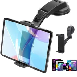iphone, ipad car tablet holder with suction cup mount, adjustable 360° rotation, dashboard or windshield mount