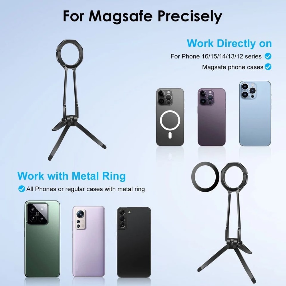 Foldable Magnetic Phone Tripod Compact IPhone Stand For Samsung MagSafe Adjustable Mount 1