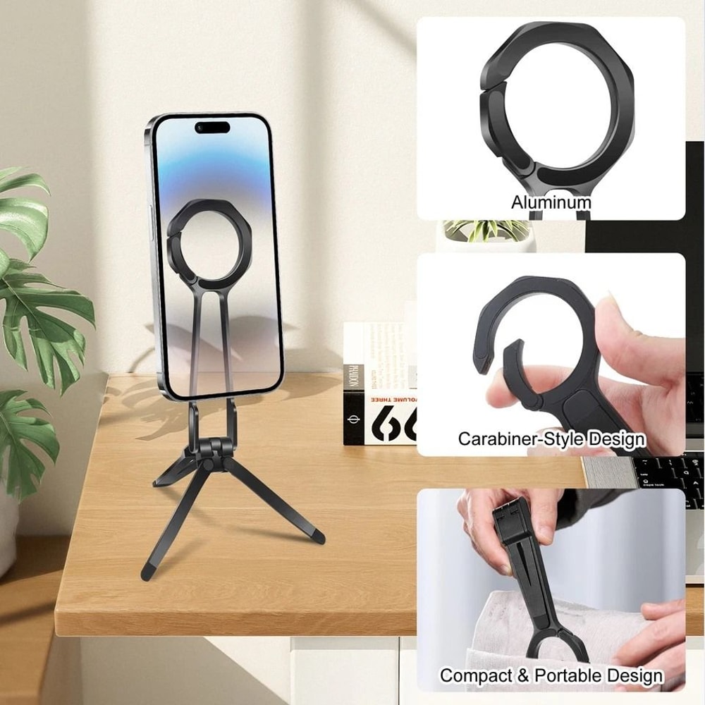 Foldable Magnetic Phone Tripod Compact IPhone Stand For Samsung MagSafe Adjustable Mount 3