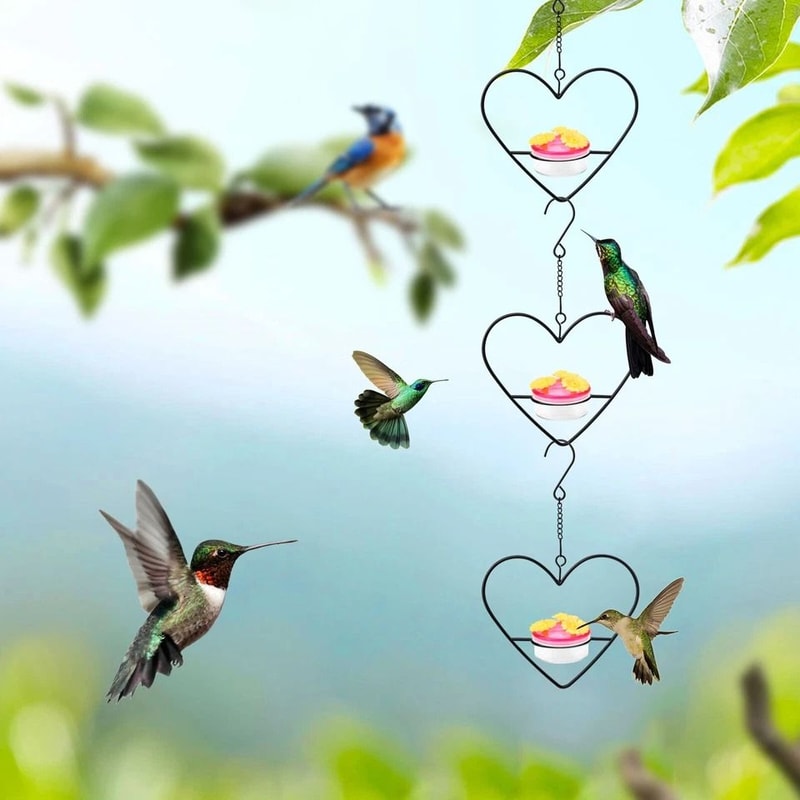 Metal Hanging Bird Feeder Hummingbird Feeders For Outside Port Design 3
