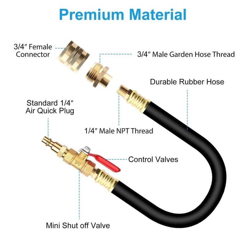 RV Winterizing Kit Brass With ShutOff Valve Air Quick Plug Water Line Blowout For Camper Trailer 1