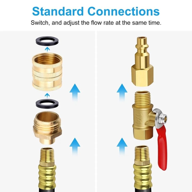 RV Winterizing Kit Brass With ShutOff Valve Air Quick Plug Water Line Blowout For Camper Trailer 3