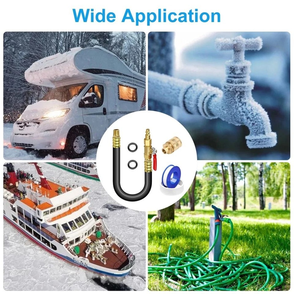 RV Winterizing Kit Brass With ShutOff Valve Air Quick Plug Water Line Blowout For Camper Trailer 5
