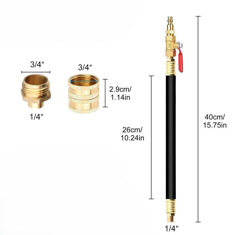 RV Winterizing Kit Brass With ShutOff Valve Air Quick Plug Water Line Blowout For Camper Trailer 7