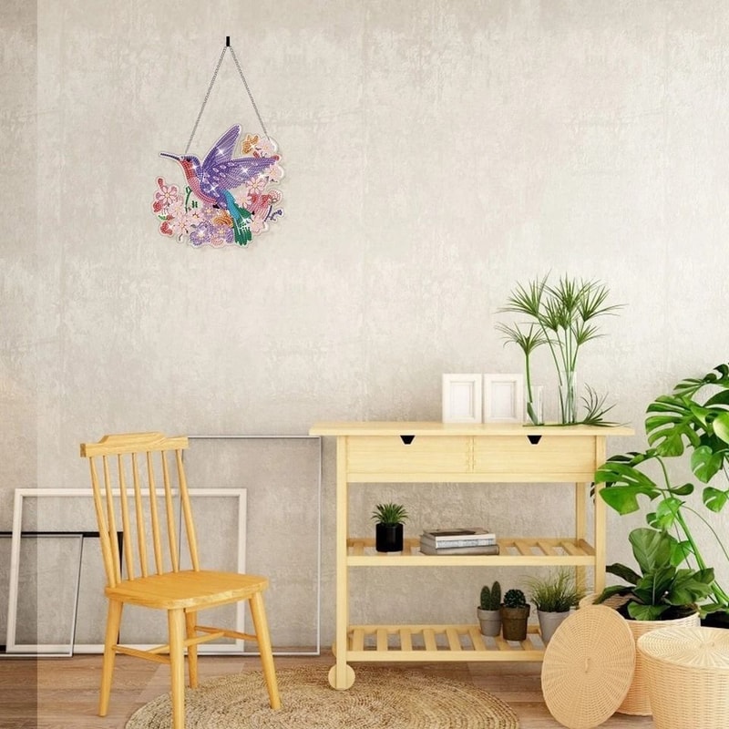 DIY Diamond Painting Art Hanging Ornament Butterfly Dragonfly Hummingbird Beautiful Window Suncat