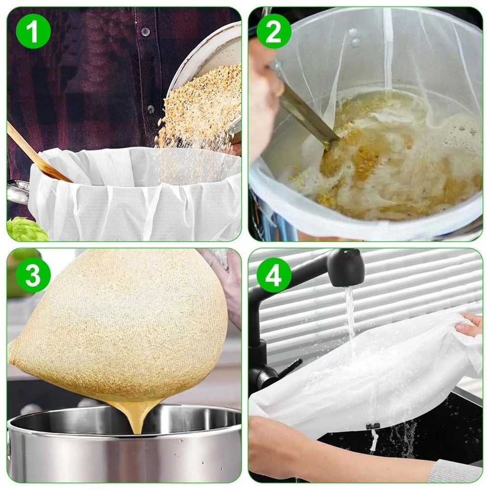 Reusable Brew Bag Fine Mesh Food Strainer For Brewing Beer Wine Cider Drawstring Filter For Grain B