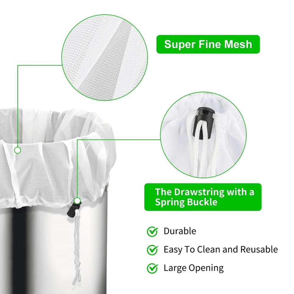 Reusable Brew Bag Fine Mesh Food Strainer For Brewing Beer Wine Cider Drawstring Filter For Grain B