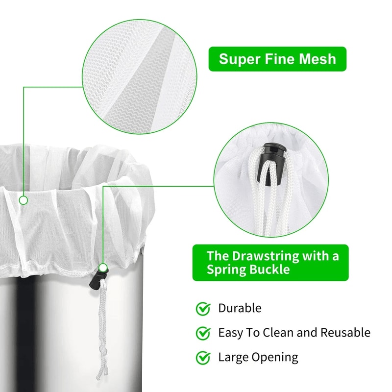 Reusable Brew Bag Fine Mesh Food Strainer For Brewing Beer Wine Cider Drawstring Filter For Grain B