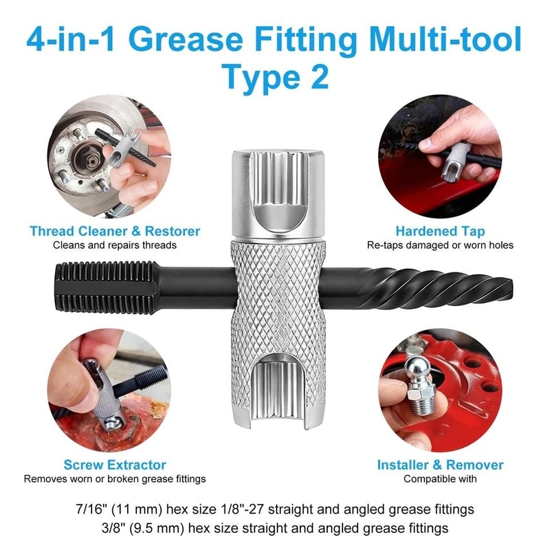 Grease Zerk Tool Dual Head Removal Rethread Installation Tool 2