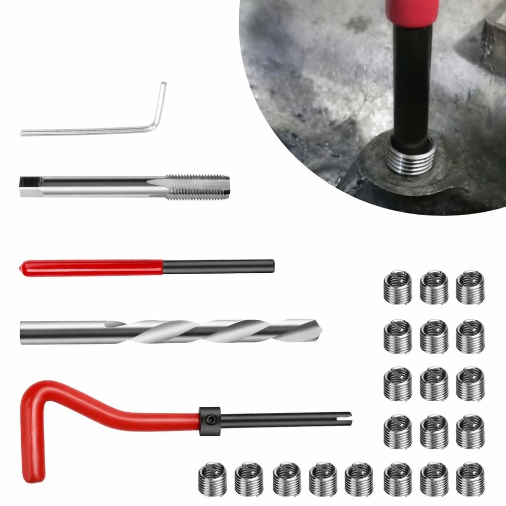 Thread Repair Kit Stainless Steel Inserts HSS Tap Drill Bit Set For Metal Repair 0