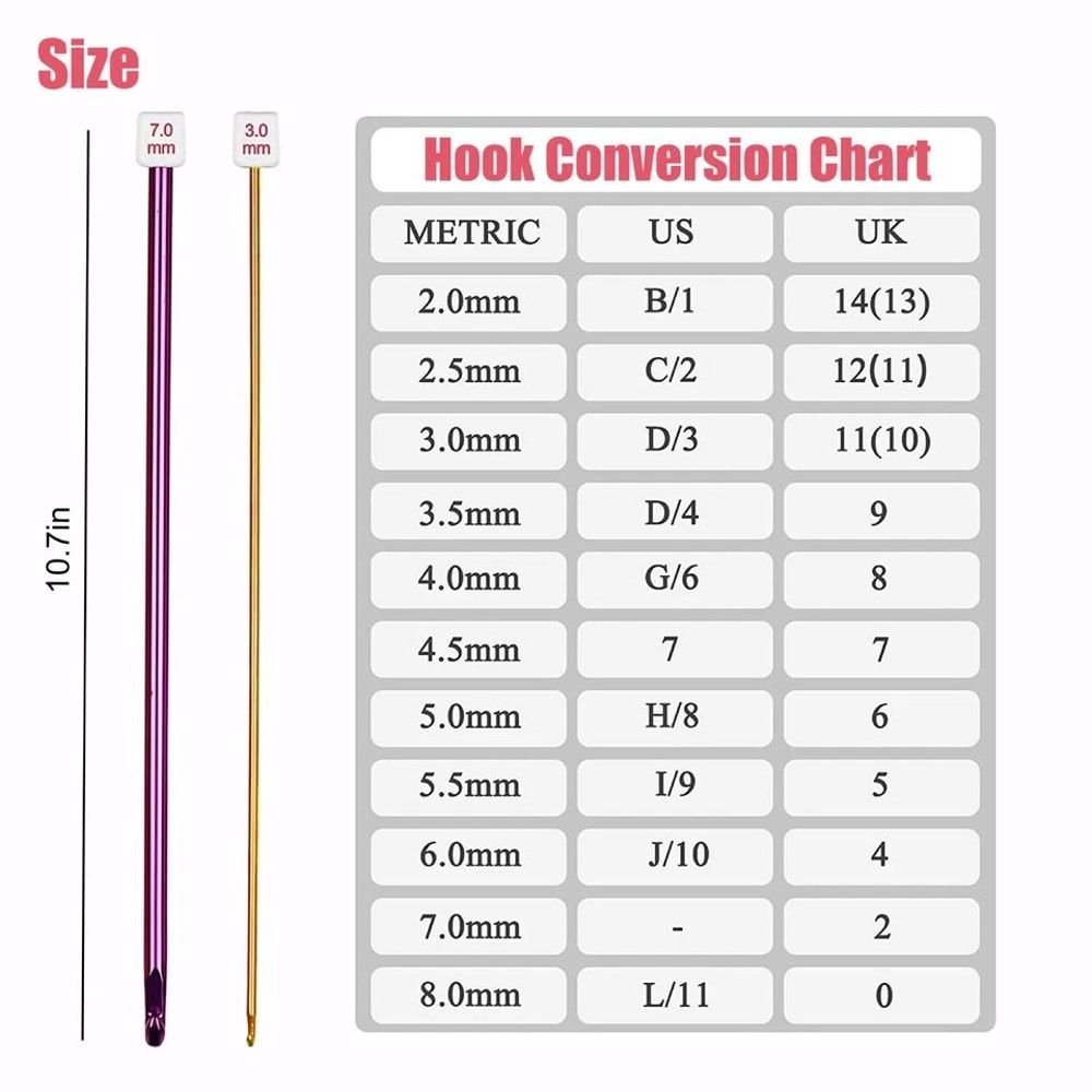 Tunisian Crochet Hooks Set Multicolor Crochet Needles Aluminum Ergonomic 1