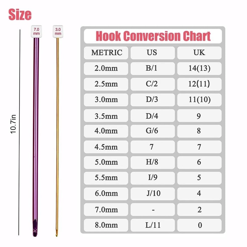 Tunisian Crochet Hooks Set Multicolor Crochet Needles Aluminum Ergonomic 1