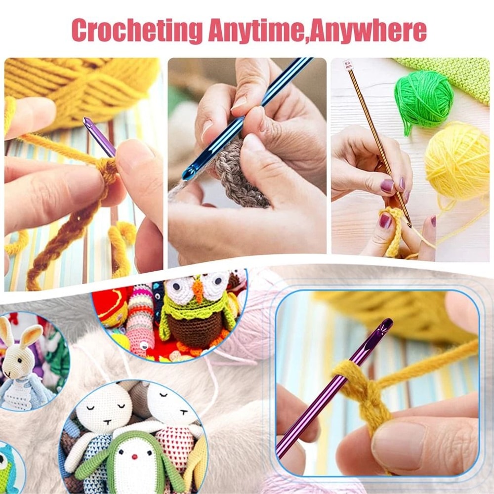 Tunisian Crochet Hooks Set Multicolor Crochet Needles Aluminum Ergonomic 4