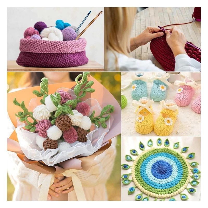 Tunisian Crochet Hooks Set Multicolor Crochet Needles Aluminum Ergonomic 6