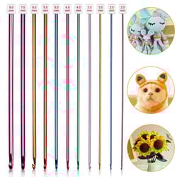 tunisian crochet hooks set, multicolor crochet needles, aluminum, ergonomic