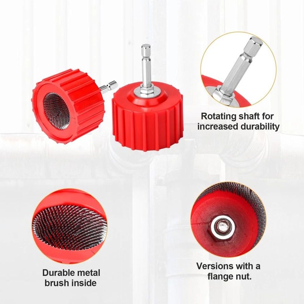 Copper Pipe Cleaner Set For Drill HVAC Plumbing Welding Rust Deburring Brush 3