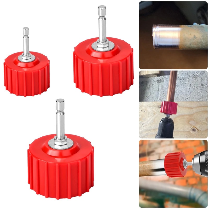 Copper Pipe Cleaner Set For Drill HVAC Plumbing Welding Rust Deburring Brush 0