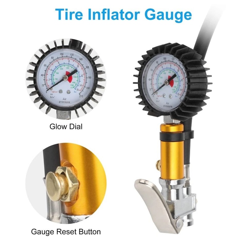 Mechanical Dial Tire Pressure Gauge With Inflator FNPT Air Tool For Vehicle Tire Maintenance 3