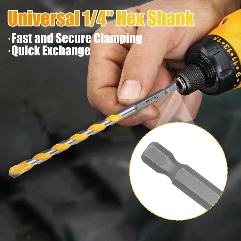 Universal Hex Shank Carbide Drill Bit Set Tips For Tile Concrete Brick Glass Durable Masonry Drill 1