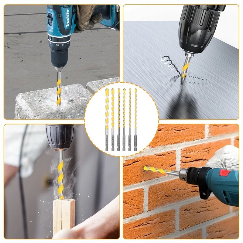 Universal Hex Shank Carbide Drill Bit Set Tips For Tile Concrete Brick Glass Durable Masonry Drill 4