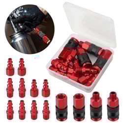 quick connect air hose fittings, red, npt aluminum air coupler and plug kit, ball locking system
