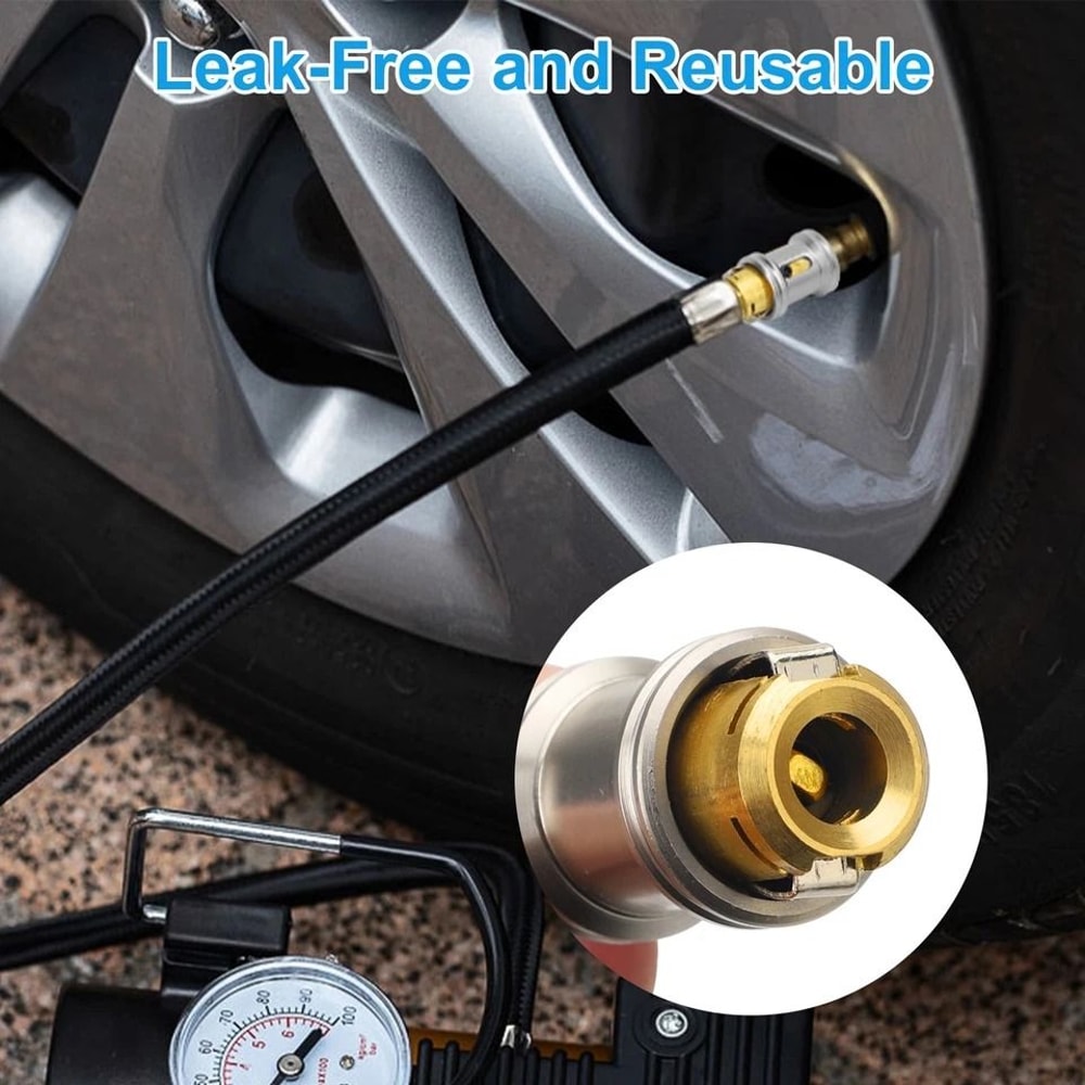 Quick Connect PushOn Aluminum Tire Air Chuck Clip Hose Barb Perfect For Schrader Valve Tires Reusab 4