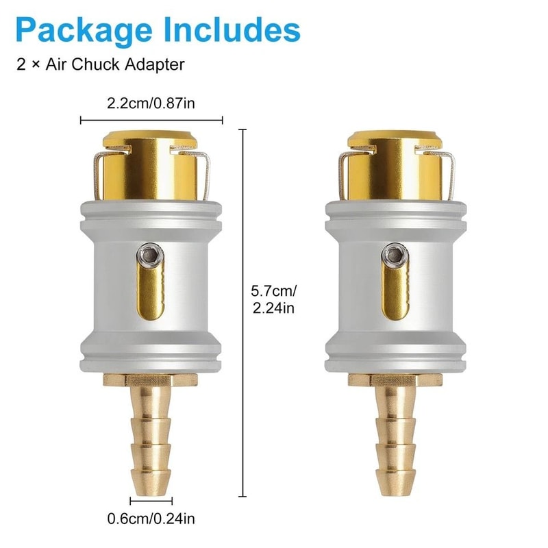 Quick Connect PushOn Aluminum Tire Air Chuck Clip Hose Barb Perfect For Schrader Valve Tires Reusab 7