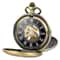 Mens Retro Pocket Watch With Chain Classic Mechanical Movement Vintage Roman Numerals Durable Alloy 1