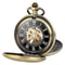 Mens Retro Pocket Watch With Chain Classic Mechanical Movement Vintage Roman Numerals Durable Alloy 1