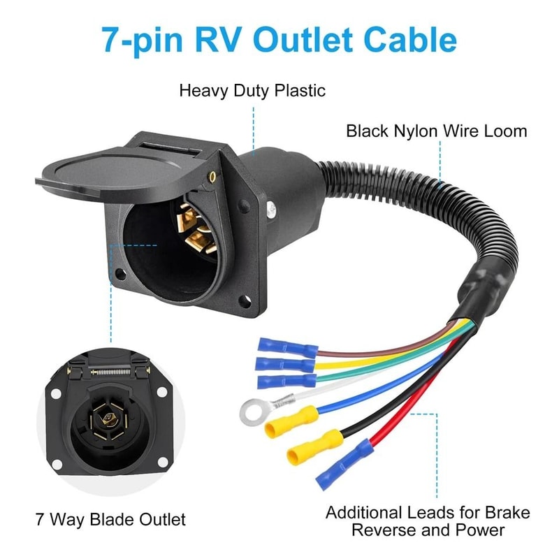 Trailer Light Plug RV Wiring Harness Adapter For Trucks Campers Trailers With Mounting Bracket 1