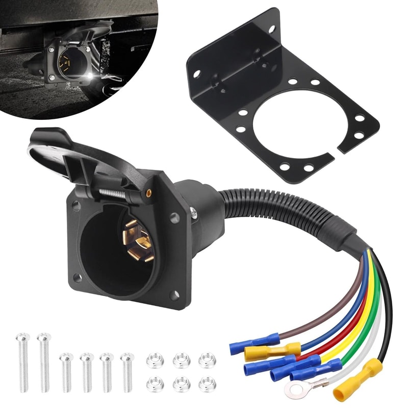 Trailer Light Plug RV Wiring Harness Adapter For Trucks Campers Trailers With Mounting Bracket 7