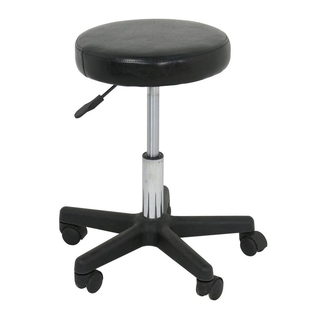 Adjustable Round Rolling Stool Salon Swivel PU Leather Stool Height Adjustable With Wheels Smooth C 0