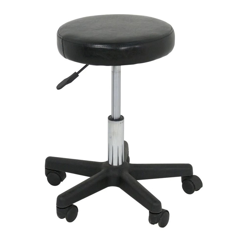 Adjustable Round Rolling Stool Salon Swivel PU Leather Stool Height Adjustable With Wheels Smooth C 0
