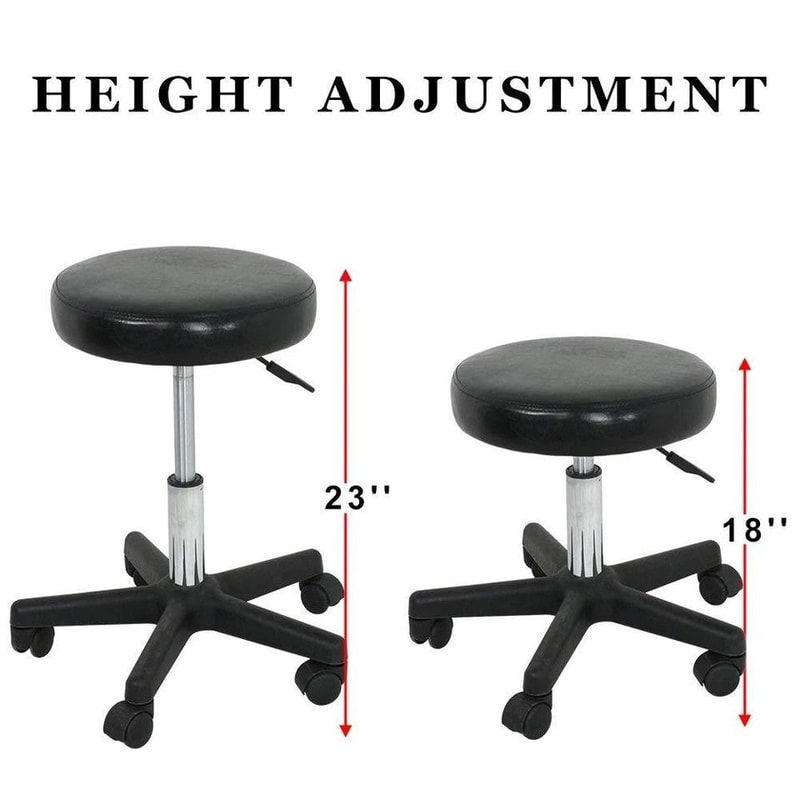 Adjustable Round Rolling Stool Salon Swivel PU Leather Stool Height Adjustable With Wheels Smooth C 8