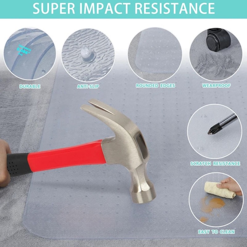 Chair Mat For Office Heavy Duty PVC Carpet Protector AntiSlip Floor Mat For Hardwood Durable Home 2